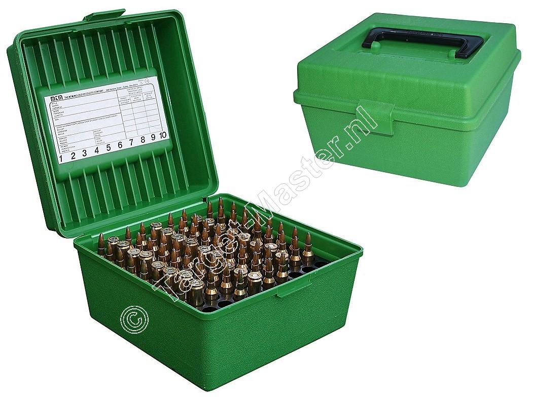 MTM R100 MAG DELUXE Ammo Box GREEN content 100